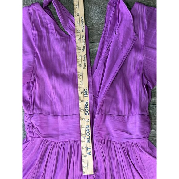 By Anthropologie Deep V-Neck Vibrant Mini Dress Size 4 Purple - Picture 9 of 12